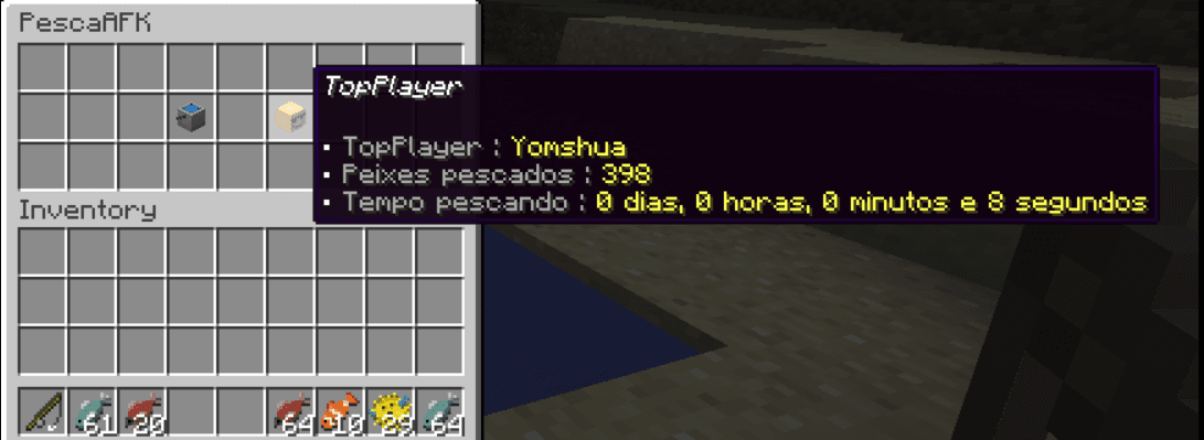 Menu de ranking e recompensas do plugin PescaAFK